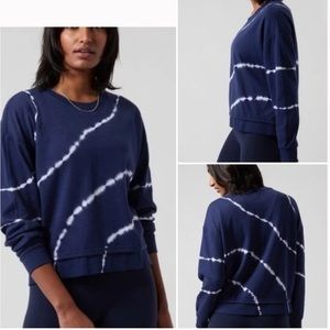 Athleta Sundown Sweatshirt Tie Dye Eclipse Large Oversized Slouchy Blue Comfy L